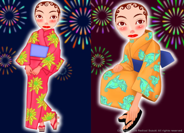 Yoko Kimono (Yukata with Fireworks)